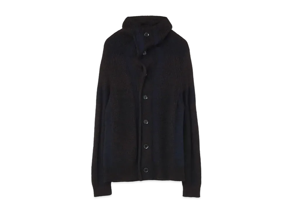 Yohji Yamamoto Y's PLAITING PLAIN STICH HALF TUBULAR FRONT CURL HIGH NECK CARDIGAN "Black"