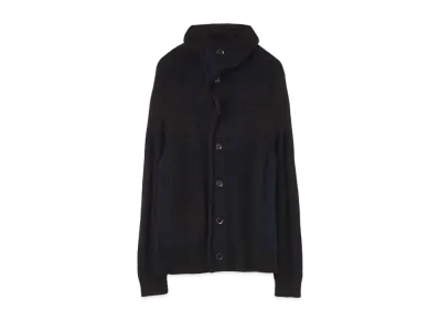 Yohji Yamamoto Y's PLAITING PLAIN STICH HALF TUBULAR FRONT CURL HIGH NECK CARDIGAN "Black"