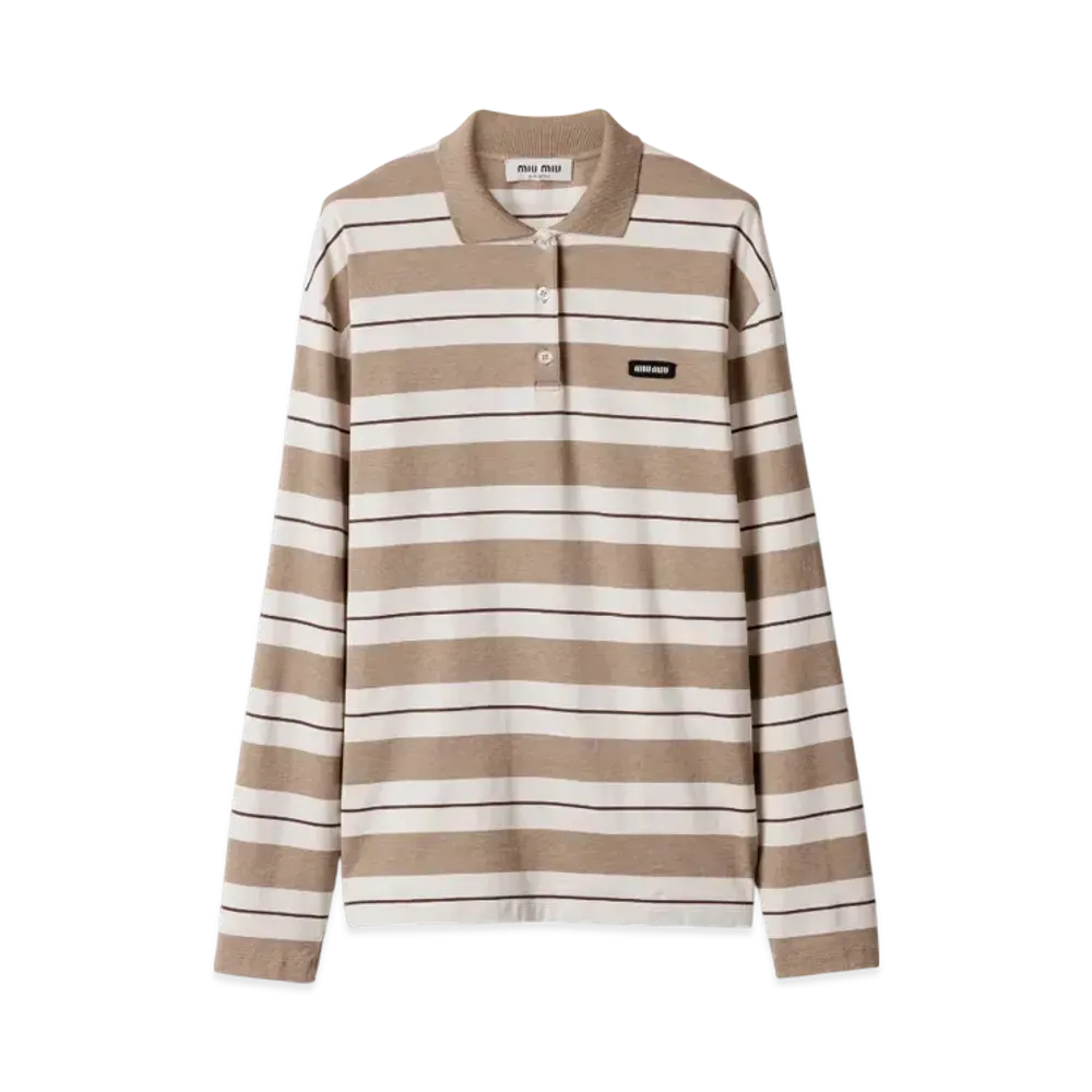 MIUMIU Women's Cotton Jersey Polo Shirt "Natural/Chord"