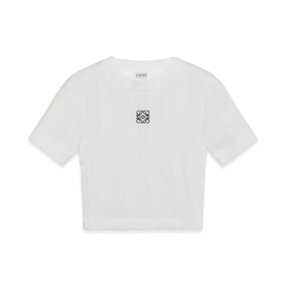 LOEWE Women's Anagram Top In Ribbed Cotton Jersey "White"