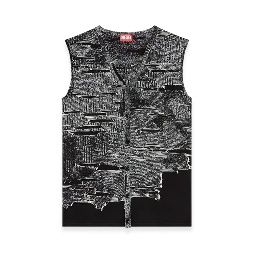 Diesel K-Callisto-Vest Vest With Engineered Distressing "Black"