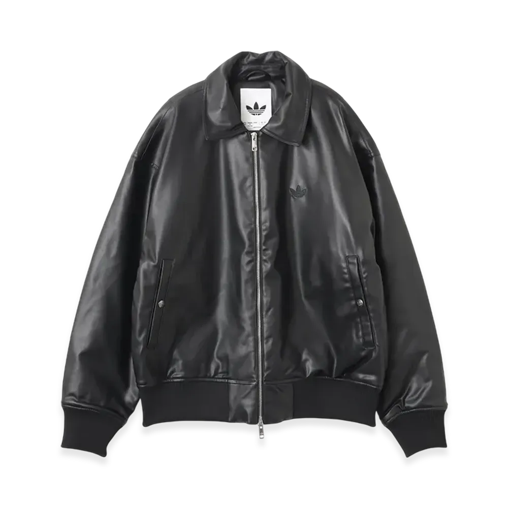 adidas Premium Essentials Pleather Bomber Jacket "Black"