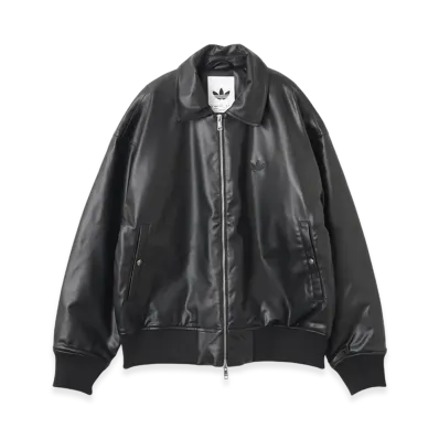 adidas Premium Essentials Pleather Bomber Jacket "Black"