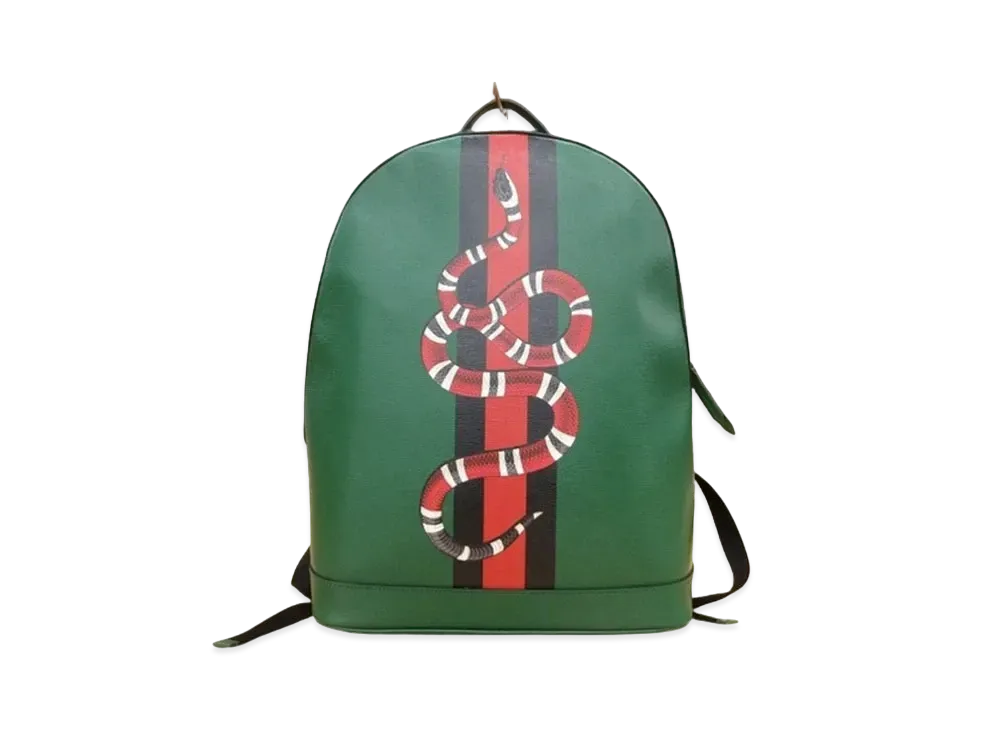 GUCCI Backpack Snake Print Leather "Green"