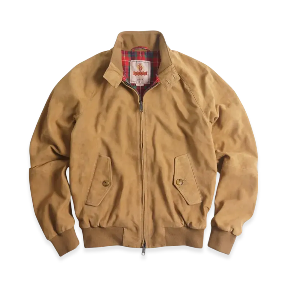 BARACUTA Suede Leather G9 Classic Harrington Jacket "Tobacco"