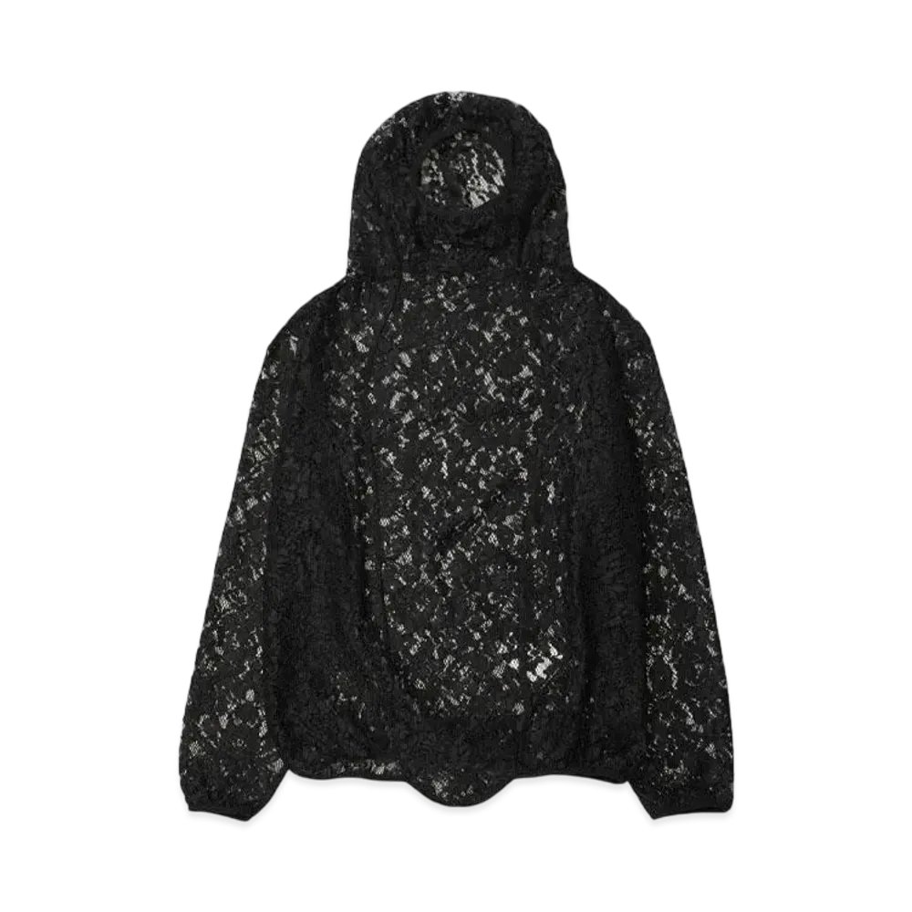 JUNTAE KIM DRAPED LACE HOODIE "BLACK"