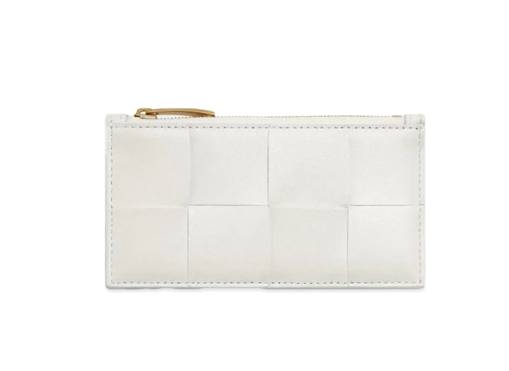 Bottega Veneta Zipped Card Holder "Chalk"