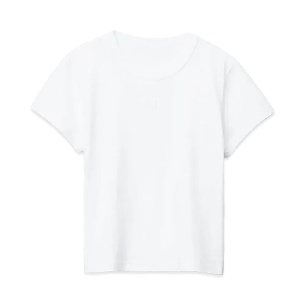 Alexander Wang Cotton Jersey Puff Logo Shrunken T-Shirt "White"