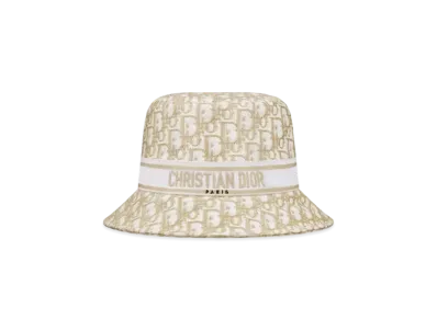 Dior D-Bobby Dior Oblique Small Brim Bucket Hat "White/Gold"