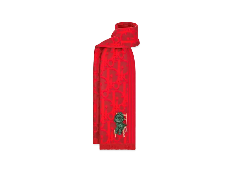 Dior & Otani Workshop Scarf Wool "Red"