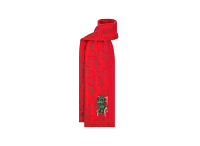 Dior & Otani Workshop Scarf Wool "Red"