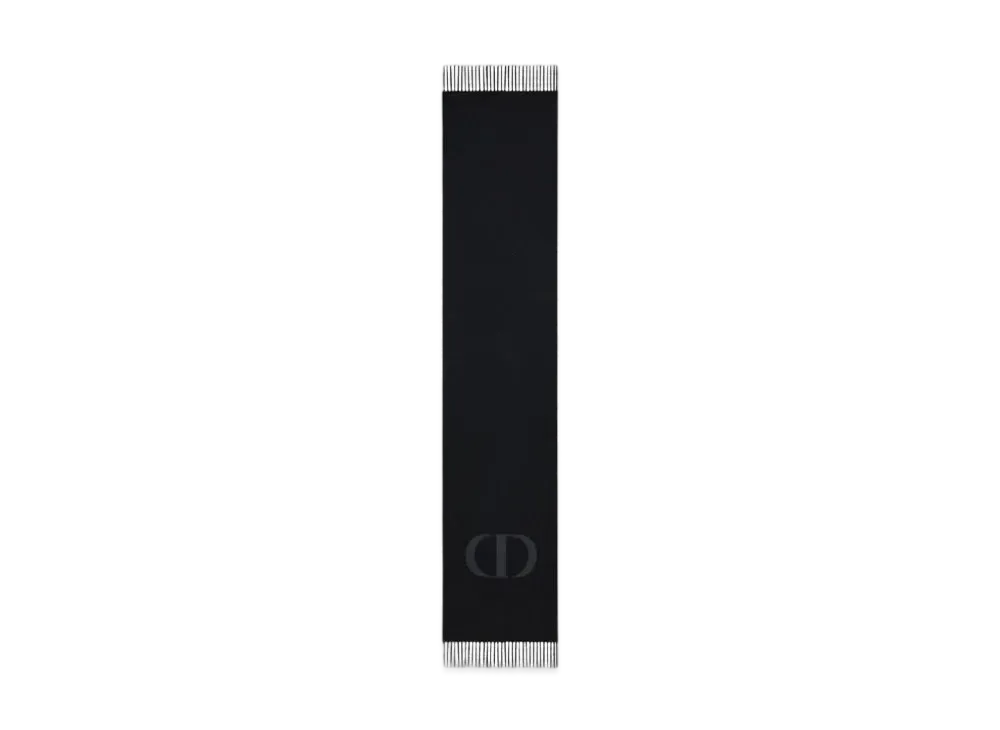 Dior CD Signature Scarf Cashmere and Wool "Black"