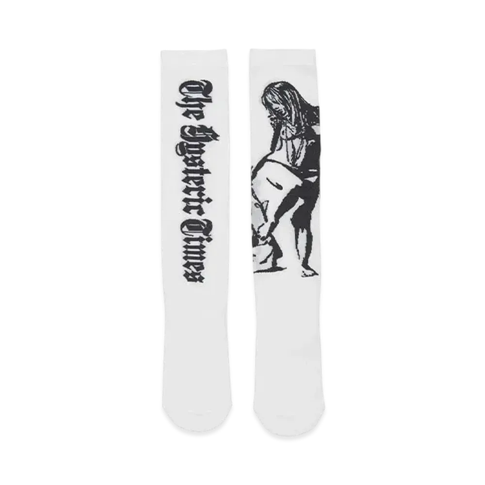 HYSTERIC GLAMOUR Hysteric Times Sheer High Socks "White"