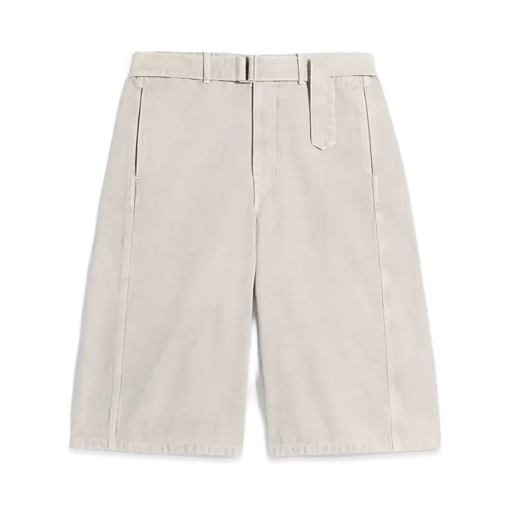LEMAIRE Heavy Broken Twill Snow Denim Shorts "Moonstone"