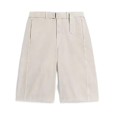 LEMAIRE Heavy Broken Twill Snow Denim Shorts "Moonstone"