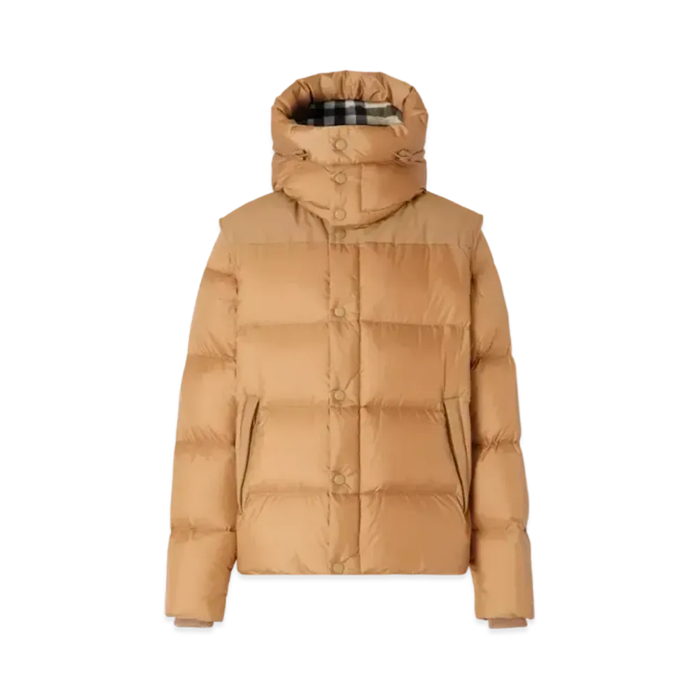 Burberry Men's Detachable Sleeve Nylon Puffer Jacket "Warm Honey"