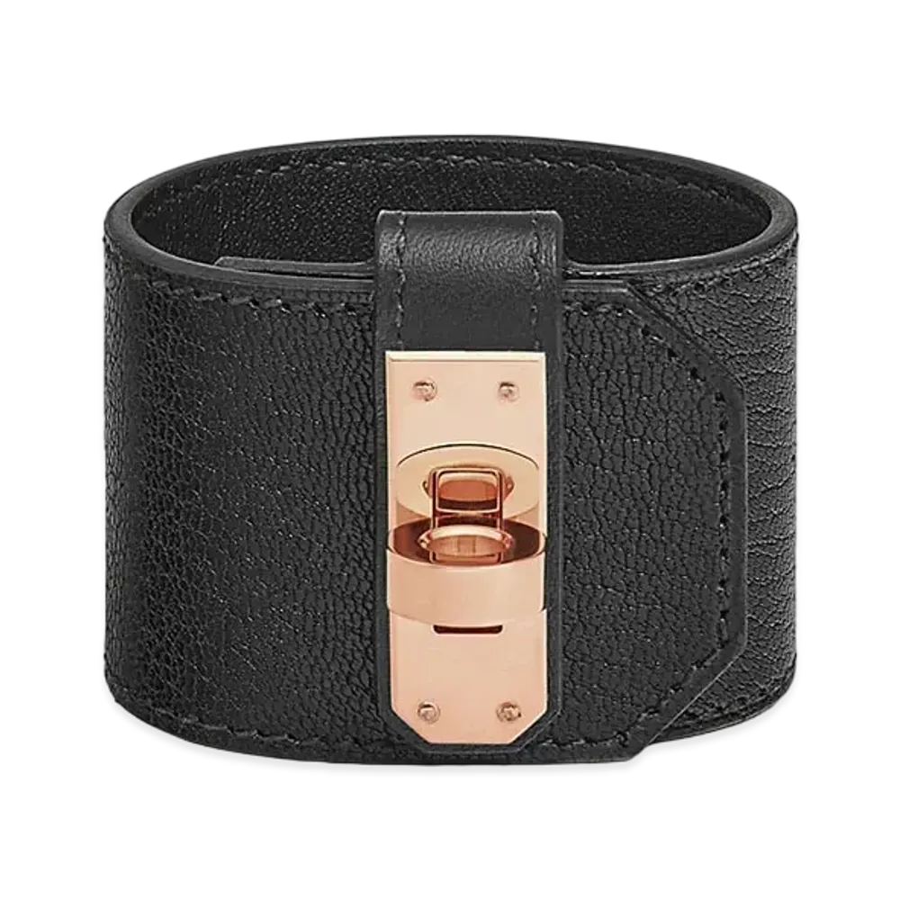 Hermes Kelly Twist Bracelet Large Model "Noir/Pink Gold"
