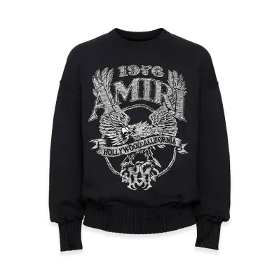 AMIRI Graphic-Print Distressed Sweater "Black"