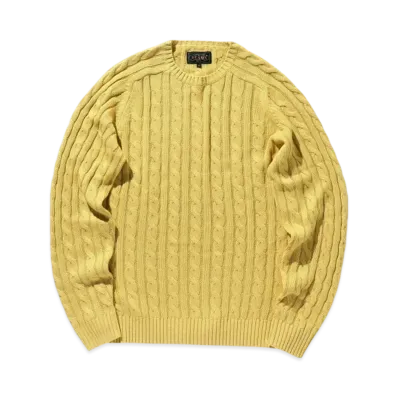 BEAMS Crew Cable Cotton Linen "Yellow"