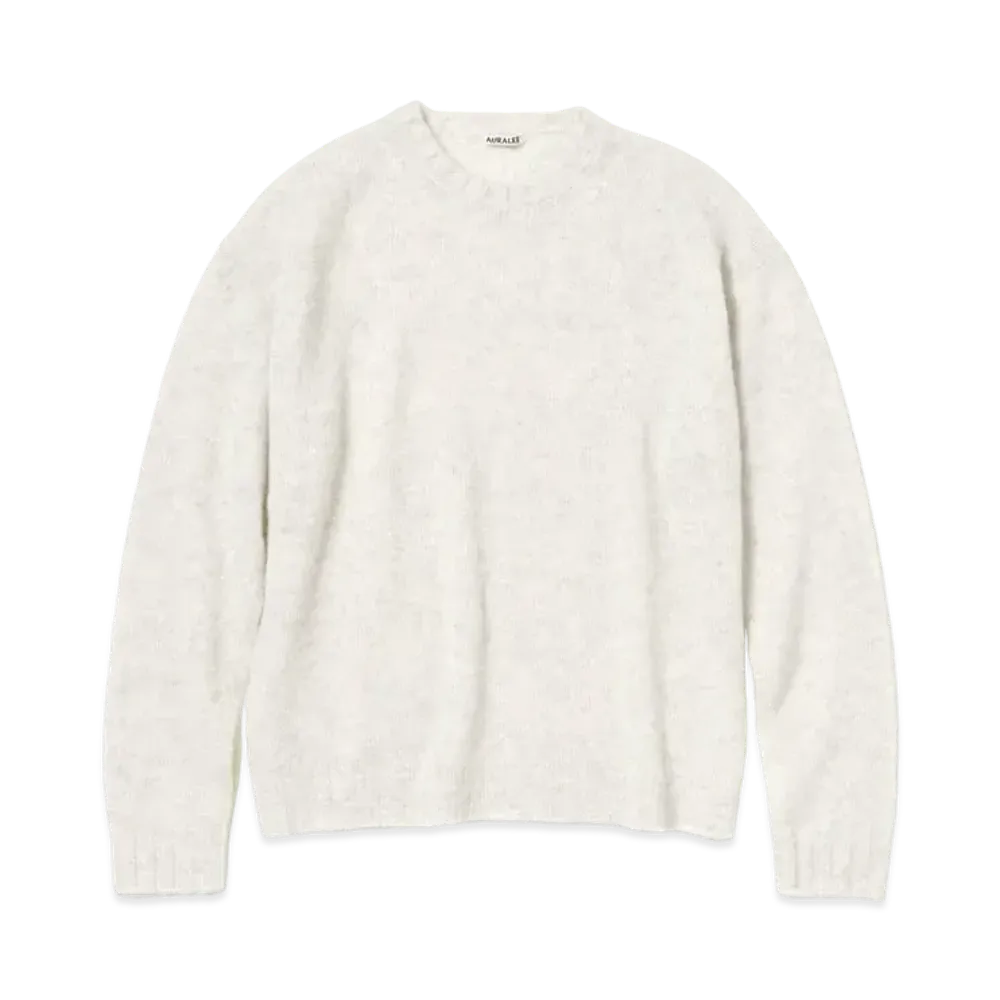 AURALEE SHETLAND WOOL CASHMERE KNIT P/O "White"