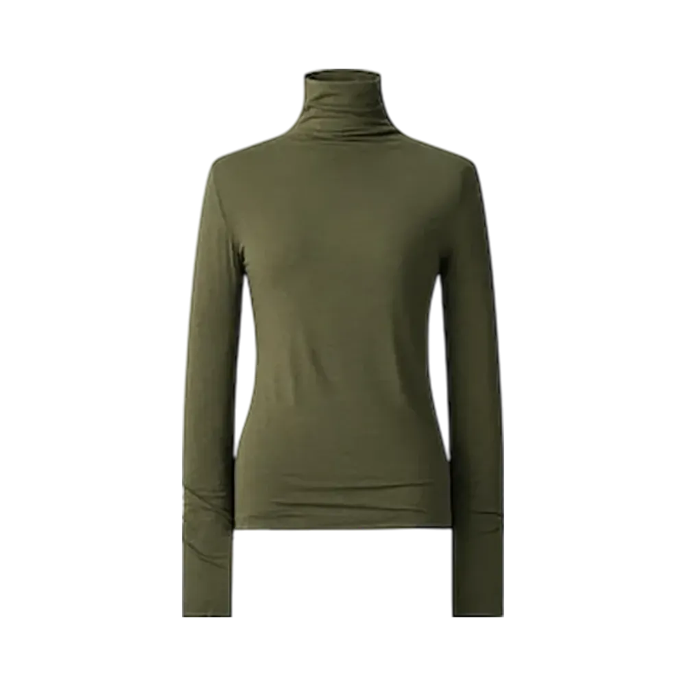 Uniqlo C Women'S Super Warm Heattech Cashmere Blend Crew Neck T #1 "Olive"
