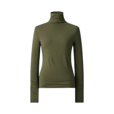 Uniqlo C Women'S Super Warm Heattech Cashmere Blend Crew Neck T #1 "Olive"
