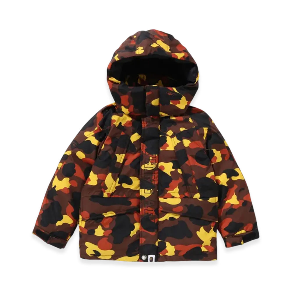 A BATHING APE 1st Camo Snowboard Down Jacket Kids "Orange"