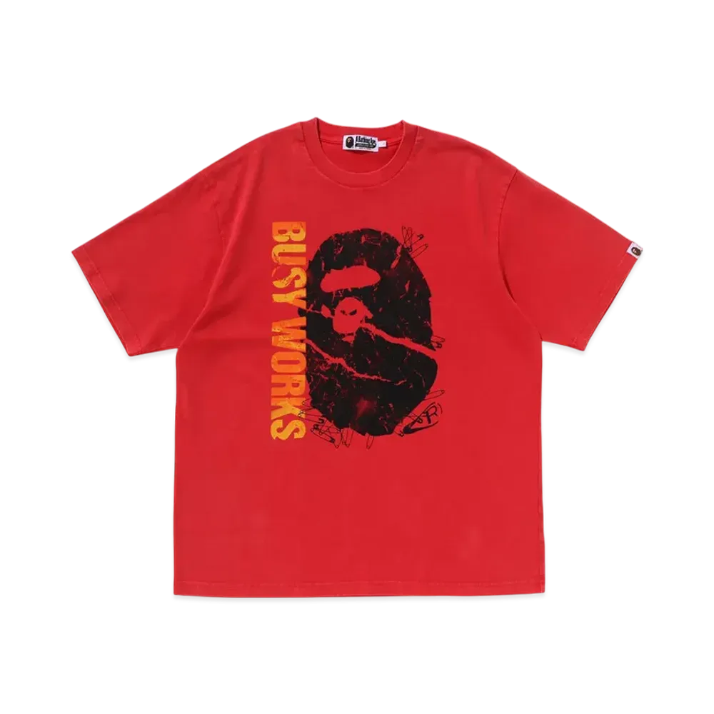 A BATHING APE Garment Dye Relaxed Fit Tee "Red"