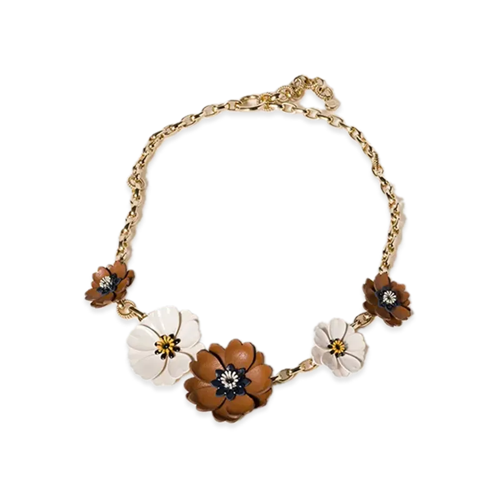MIU MIU Necklace with Metal and Pearls "Gold/Off-White/Cognac"