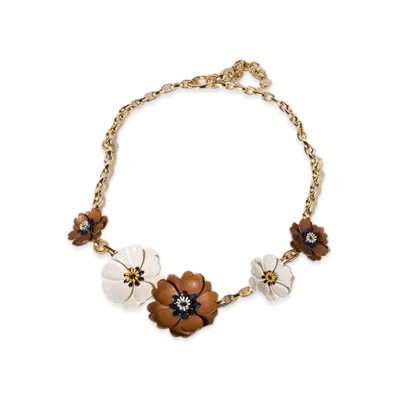 MIU MIU Necklace with Metal and Pearls "Gold/Off-White/Cognac"