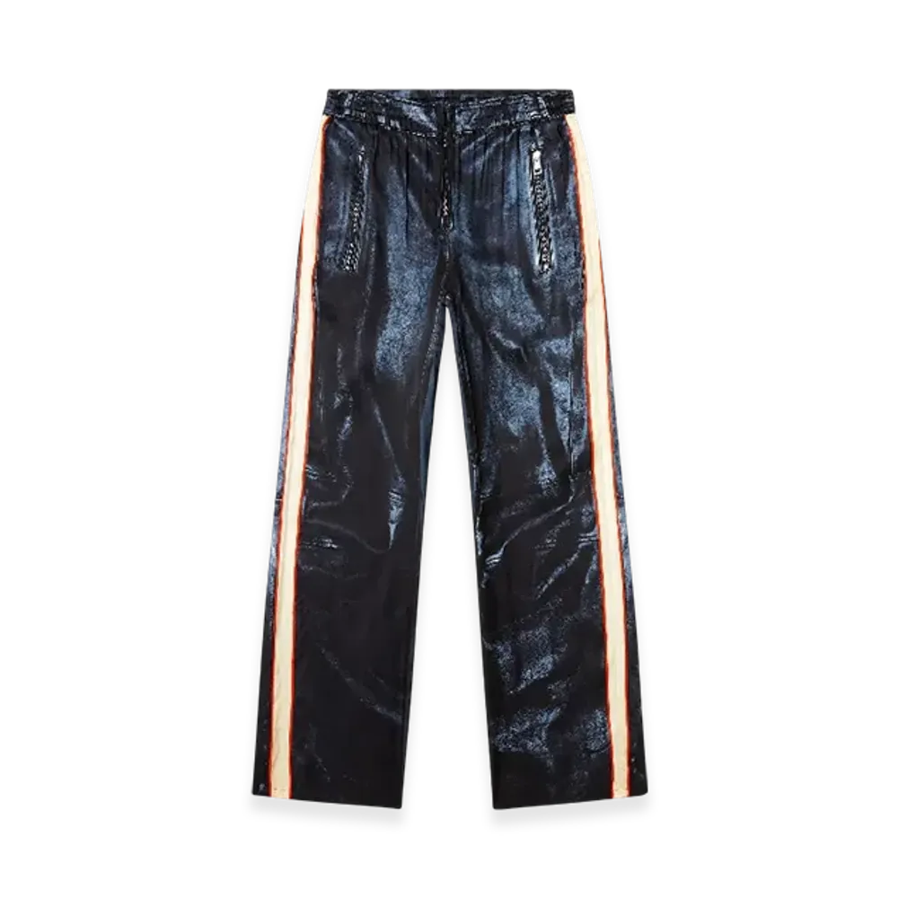 Diesel P-Thecks-Nman Viscose Trousers With Biker Print "Black Blue"