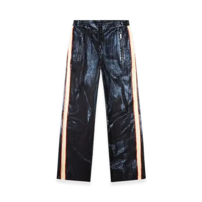 Diesel P-Thecks-Nman Viscose Trousers With Biker Print "Black Blue"
