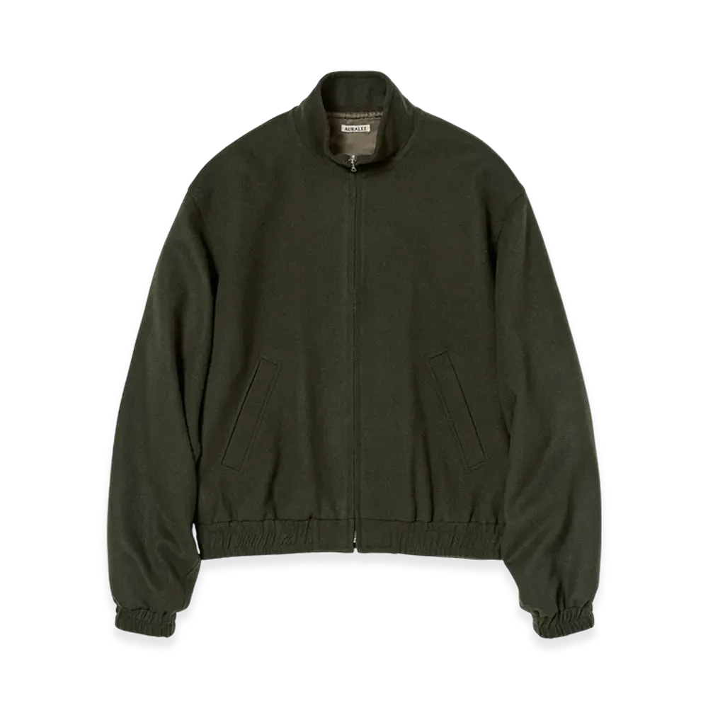 AURALEE Baby Camel Flannel Zip Blouson "Dark Olive"