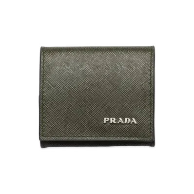 PRADA Saffiano Leather Coin Case "Camouflage/Burgundy"