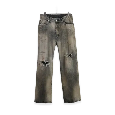 ANCELLM Crash Middle Straight 5P Denim Pants "Black"