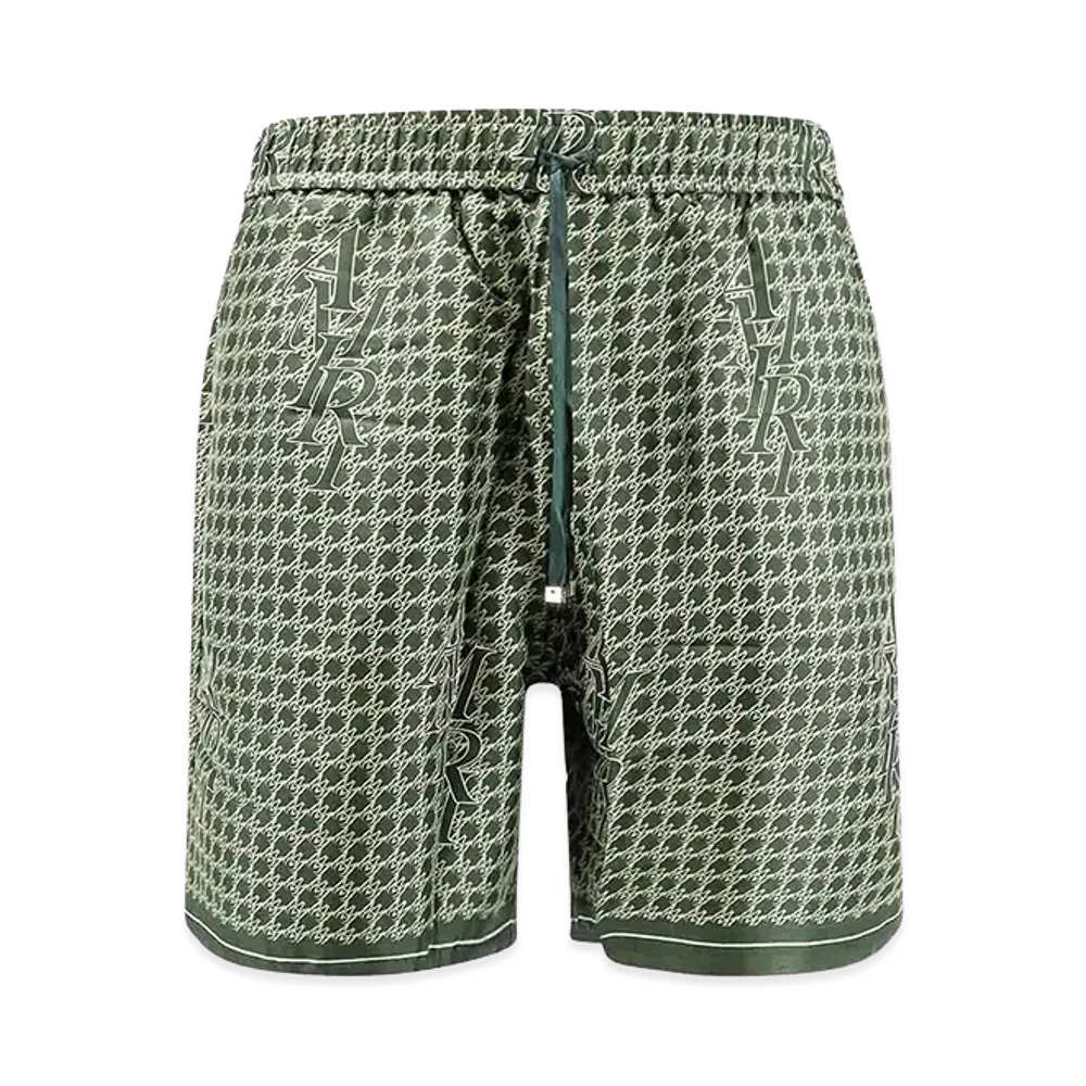 AMIRI Silk Bermuda Shorts With Logo Print "Green"