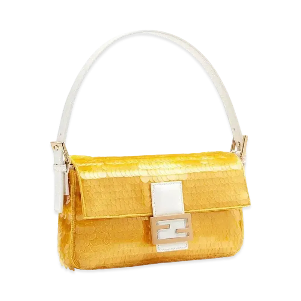 FENDI Baguette 1997 Satin Bag With Sequins "Yellow"