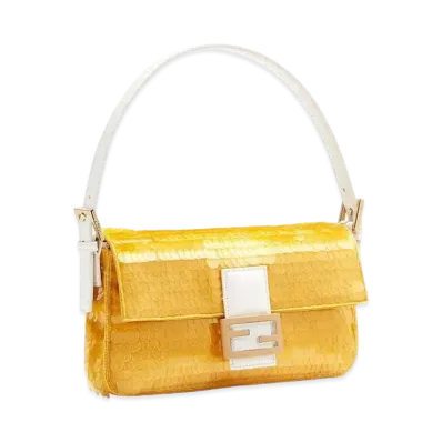 FENDI Baguette 1997 Satin Bag With Sequins "Yellow"