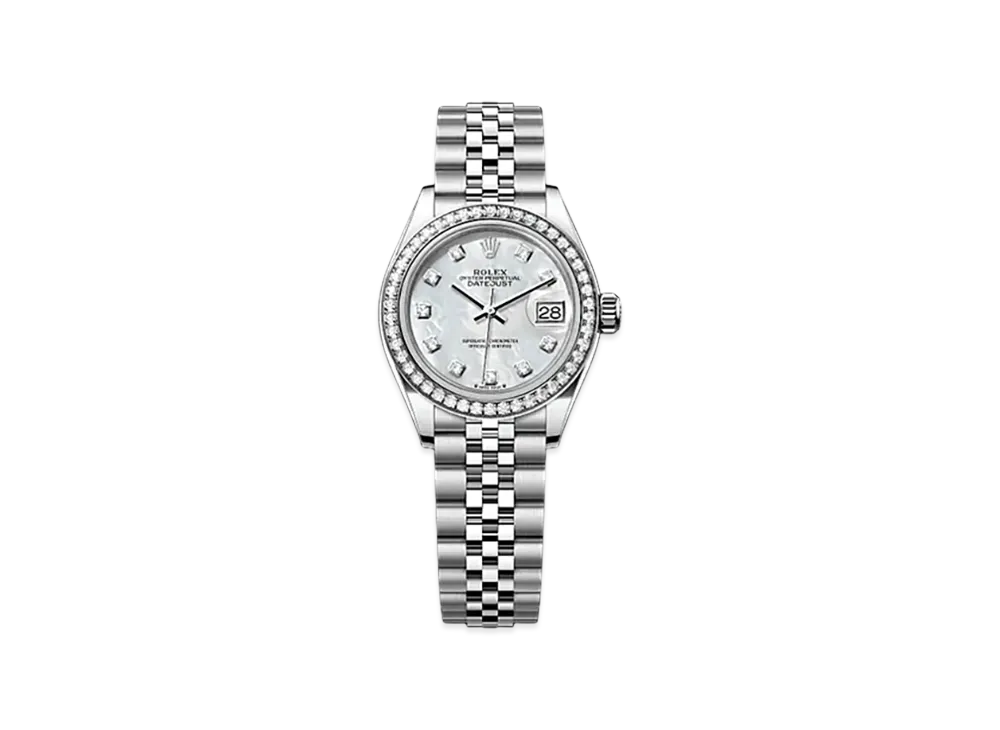 ROLEX Lady-Datejust 28mm Oystersteel & White Gold Diamond 279384RBR "White Mother-of-Pearl"