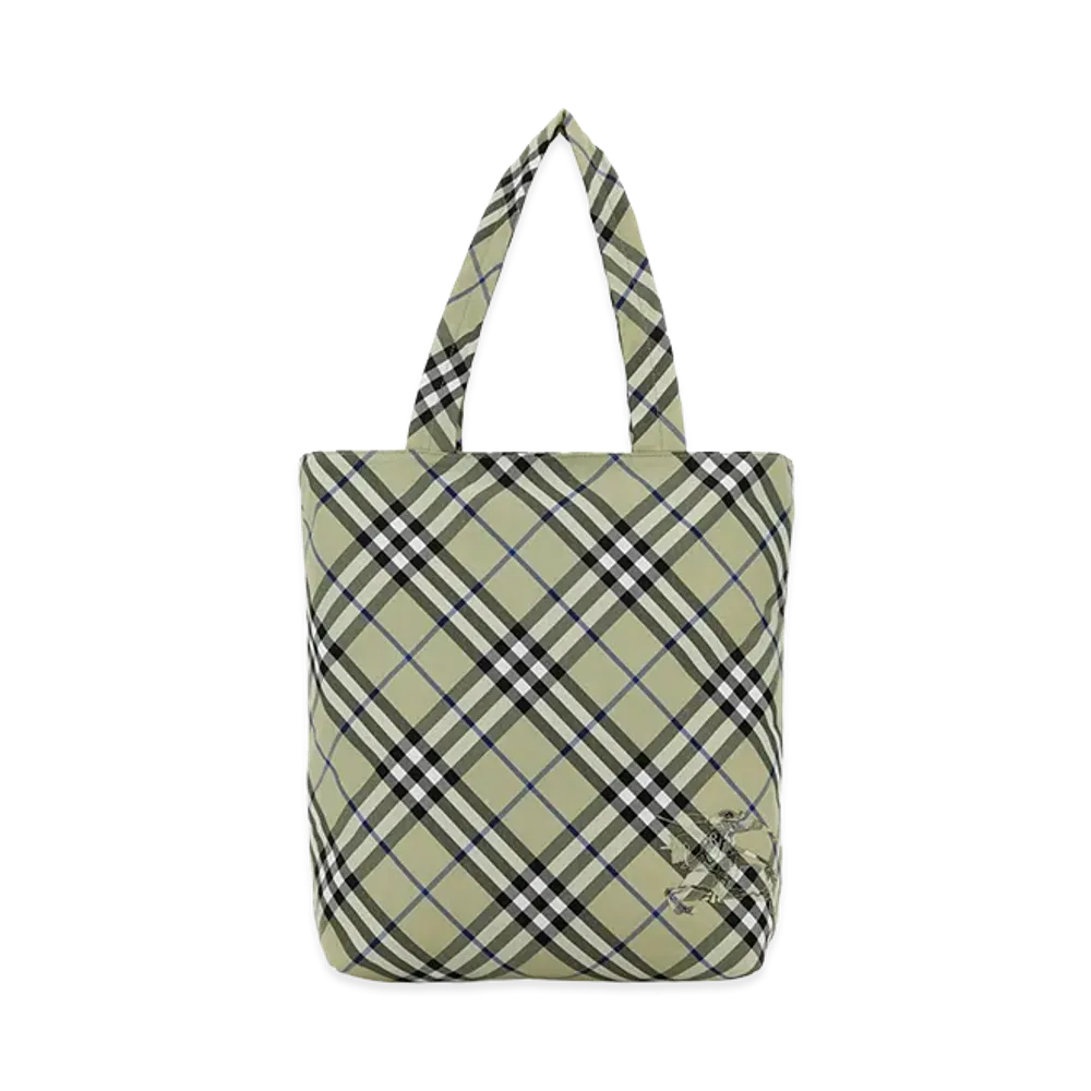 Burberry Embroidered Canvas Check Shopping Bag "Beige"