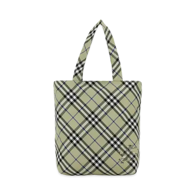 Burberry Embroidered Canvas Check Shopping Bag "Beige"