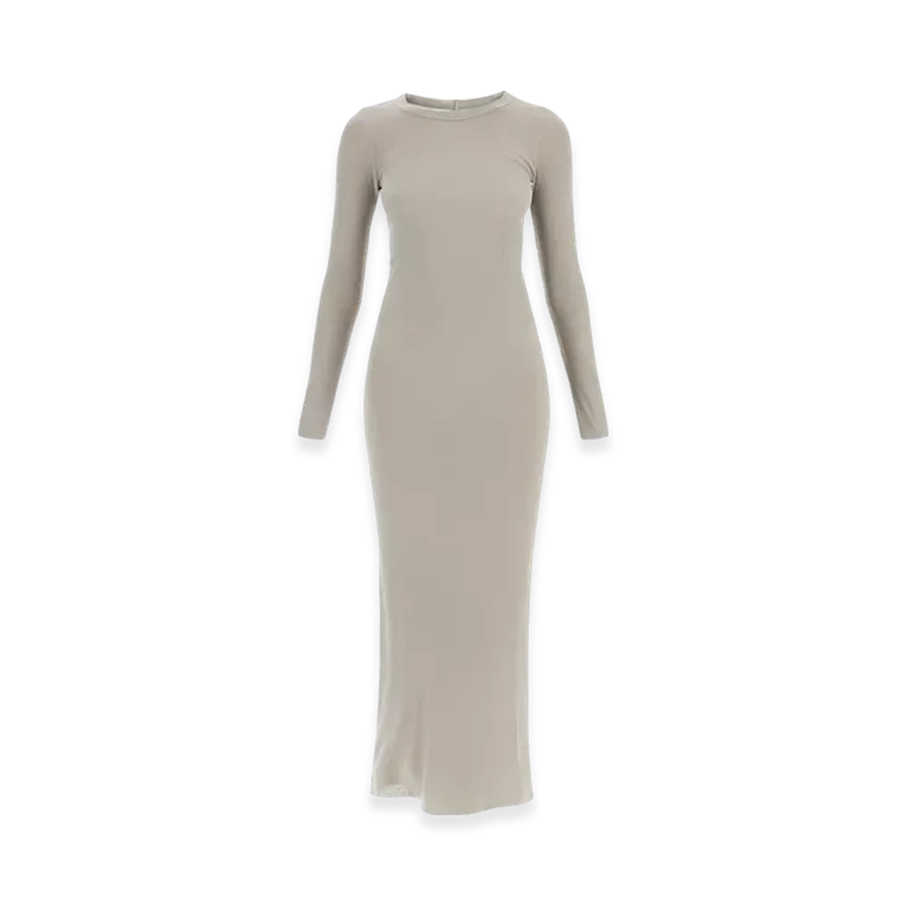 Rick Owens Porterville L/S Dress In Viscose Silk Rib Jersey "Pearl"