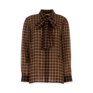 Saint Laurent Women's Embroidered Wool Shirt "Checked"
