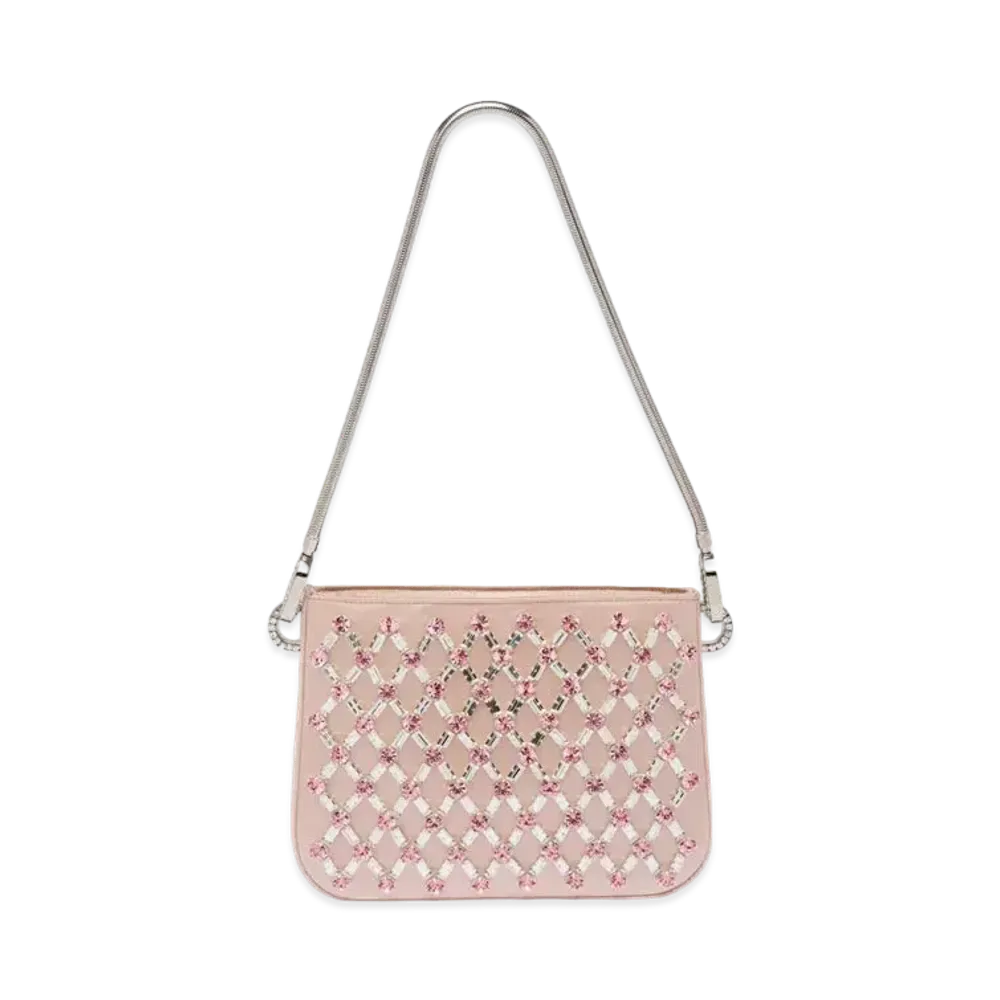 MIU MIU Miu Sachi Decoration Satin Handbag "Pink Beige"