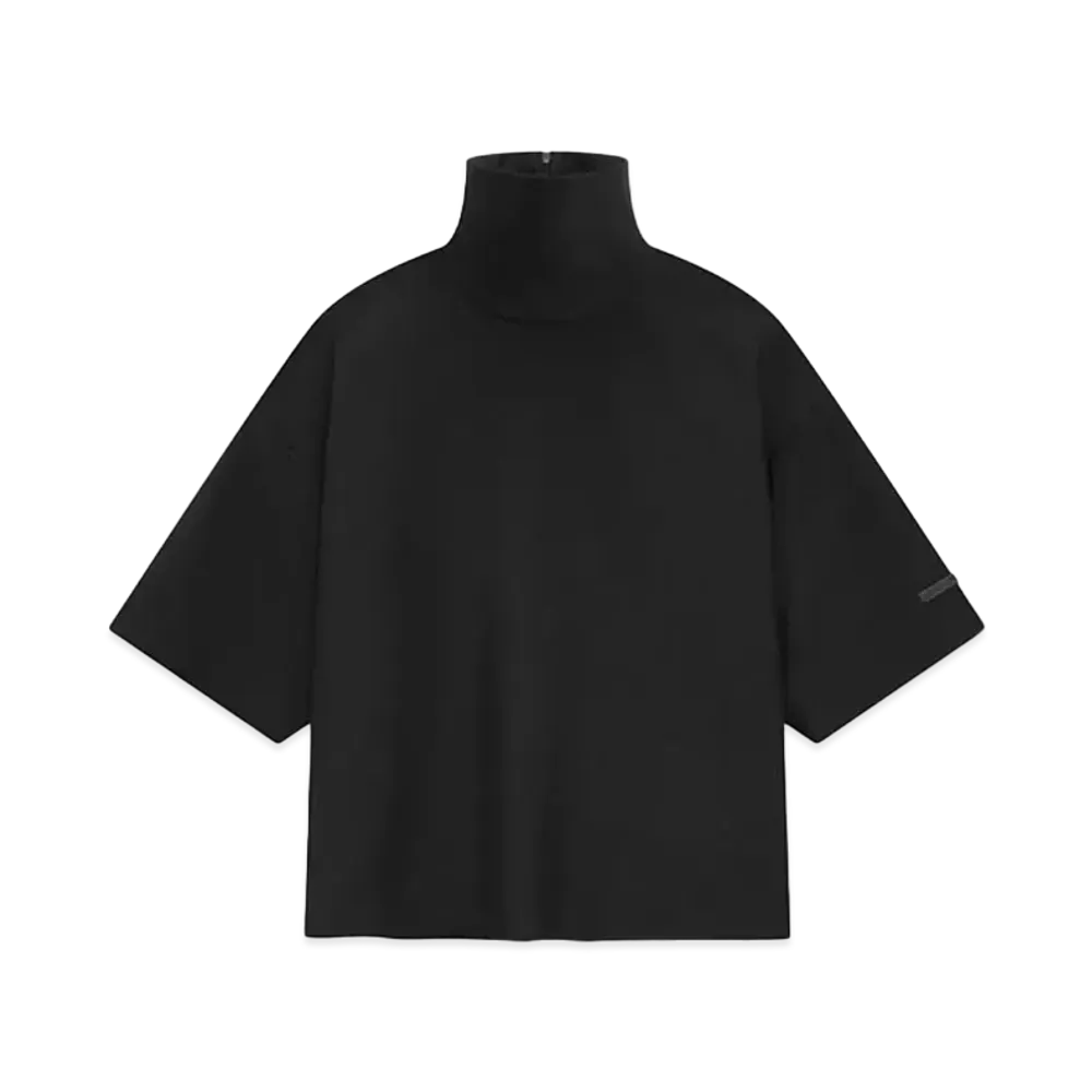 FEAR OF GOD ESSENTIALS Wool Mohair High Neck Short Sleeve Shirt "Black"