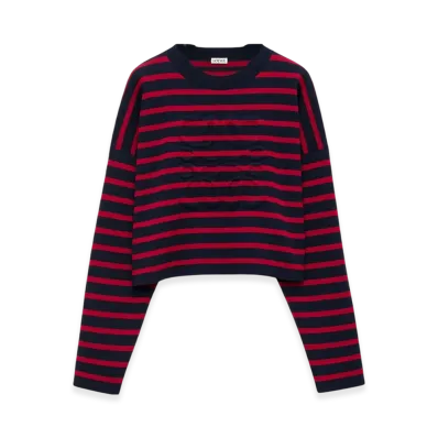 LOEWE Women's Anagram Sweater In Wool "Navy/Red"