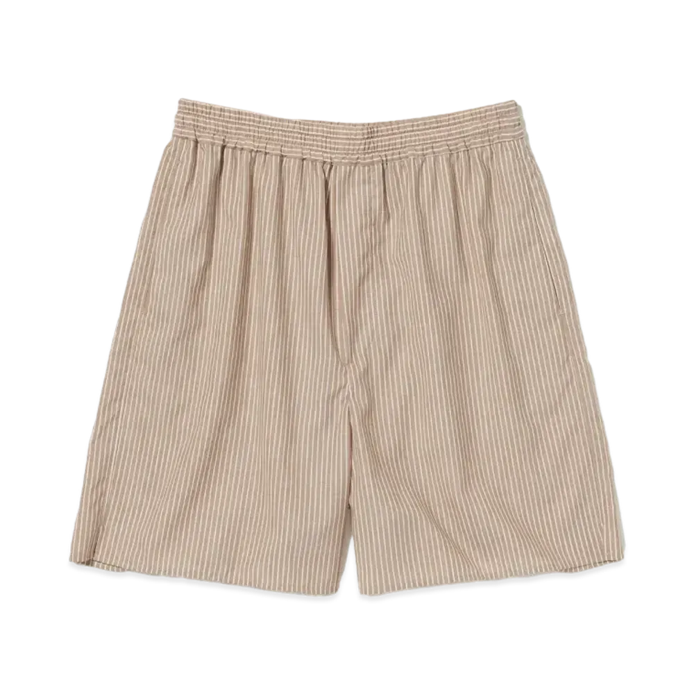 AURALEE Super Fine Wool Stripe Shorts "Light Brown Stripe"