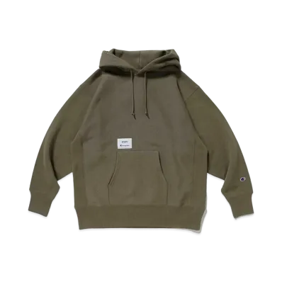 WTAPS × Champion Reverse Weave Hooded Sweatshirt "Olive"