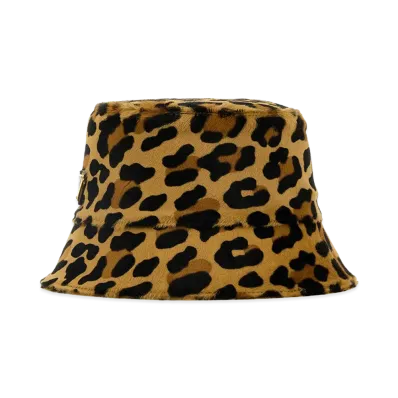 PRADA Women's Printed Calf Hair Bucket Hat "Animal Print"
