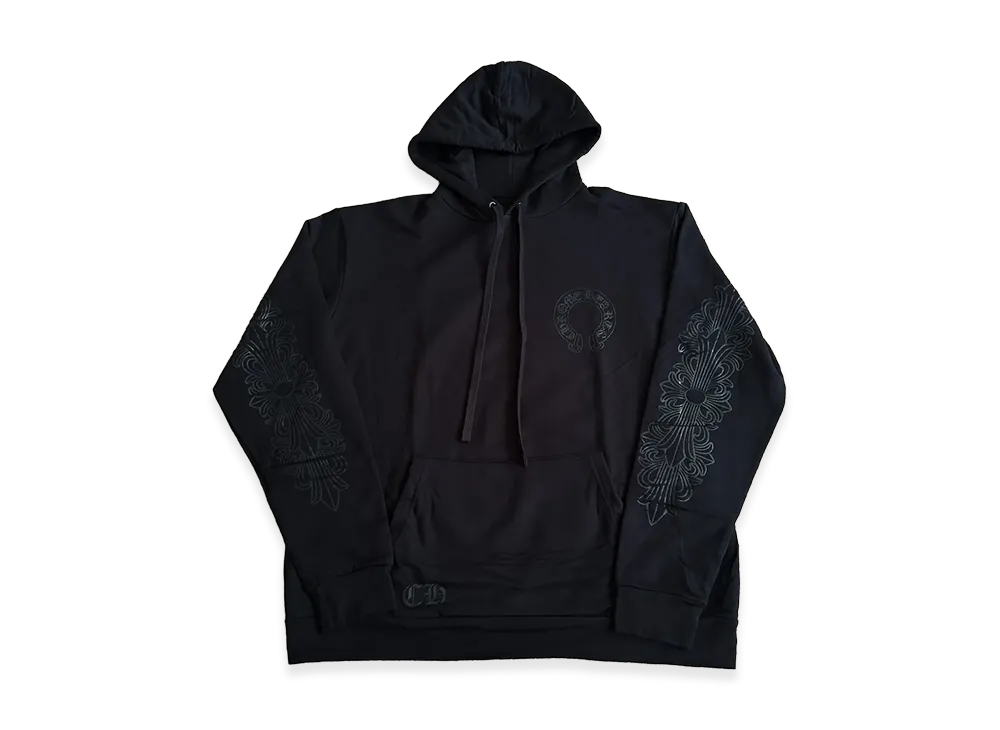 Chrome Hearts Pullover Horseshoe Floral Cross Hoodie "Black/Black"